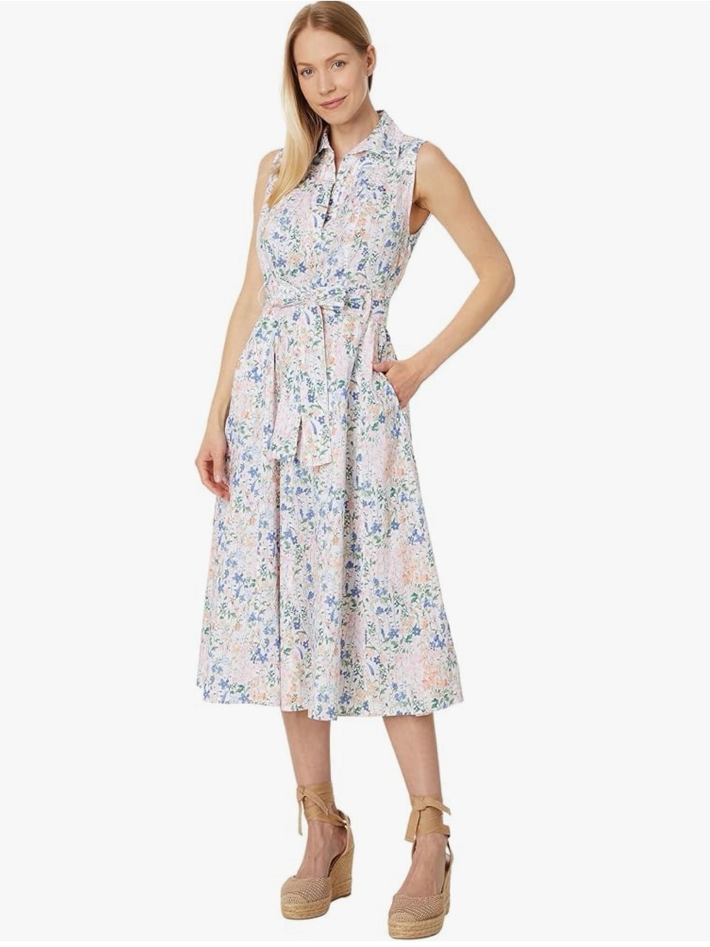 Tommy Hilfiger Floral Button-Up Dress in Pastel Multicolor